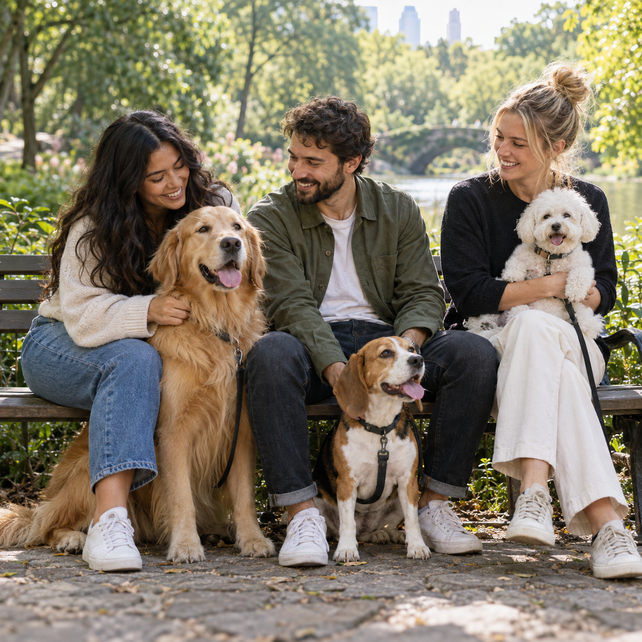 Personas acompañadas de sus perros
